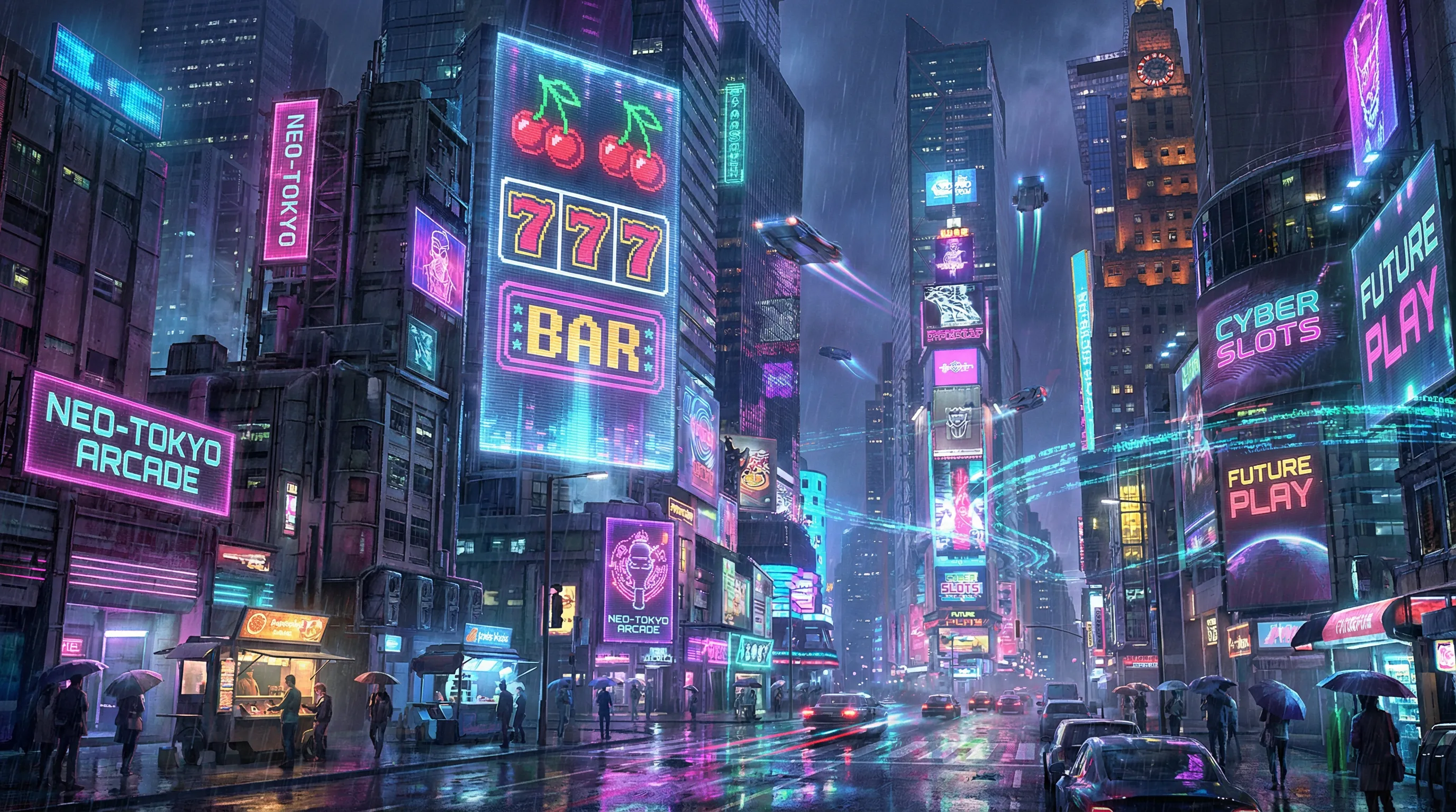 老虎机下载 赛博朋克不夜城全景 - 复古街机娱乐城