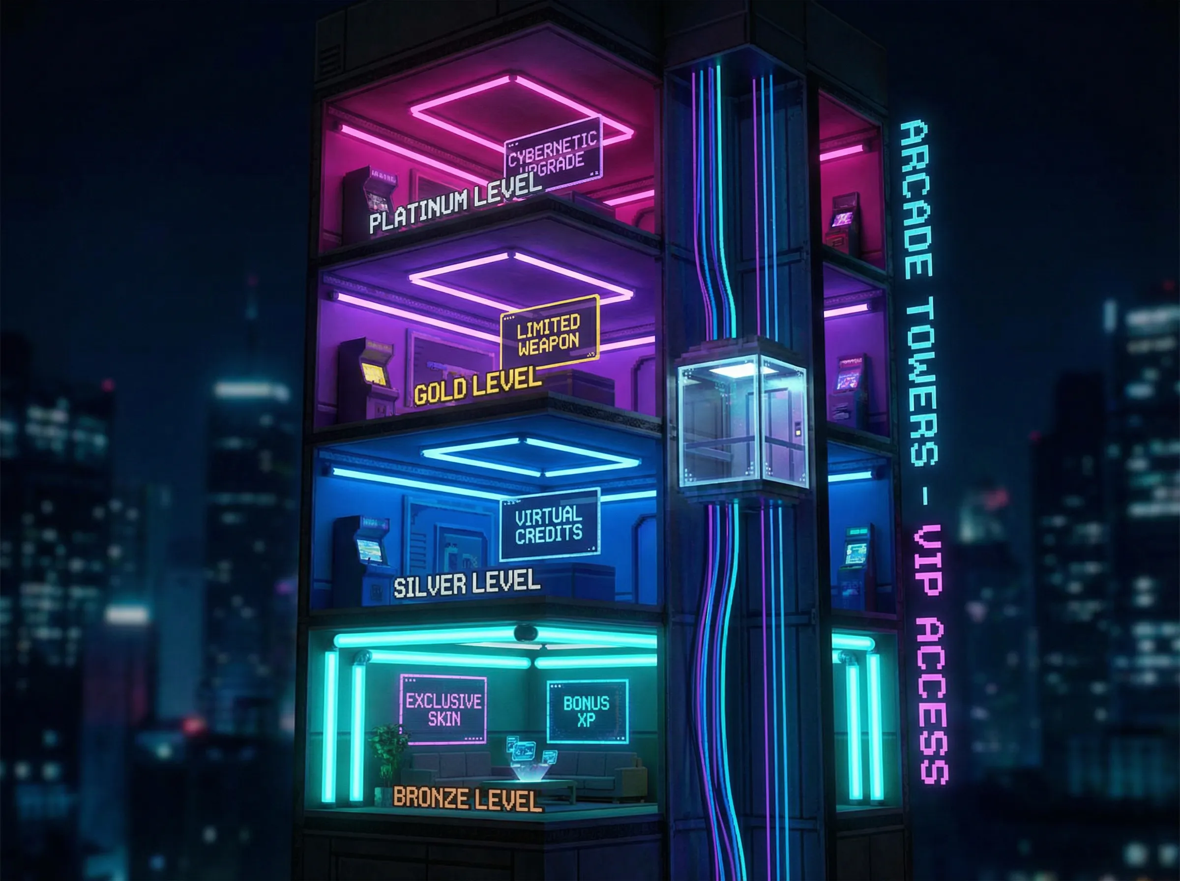 老虎机下载 复古街机摩天楼VIP层级剖面图